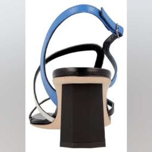 Brigette Marin Blue, White and Black Leather Sandals - Picture 13 of 16